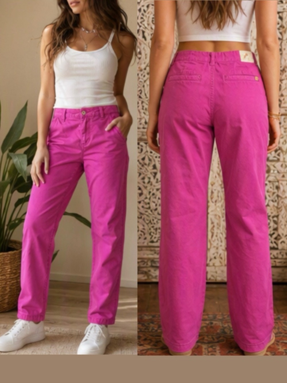 🌷 Tristan 🌷 Vibrant Pink Suede Like Soft Cotton Pants